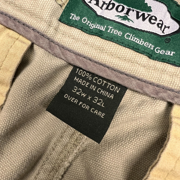 Arborwear Pants Mens 32x32 Cotton Beige Tan Canvas Tree Climber Workwear - Picture 6 of 9